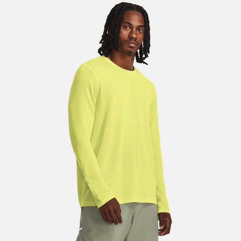 Men's  Under Armour  Seamless Stride Long Sleeve Lime Yellow / Reflective XL